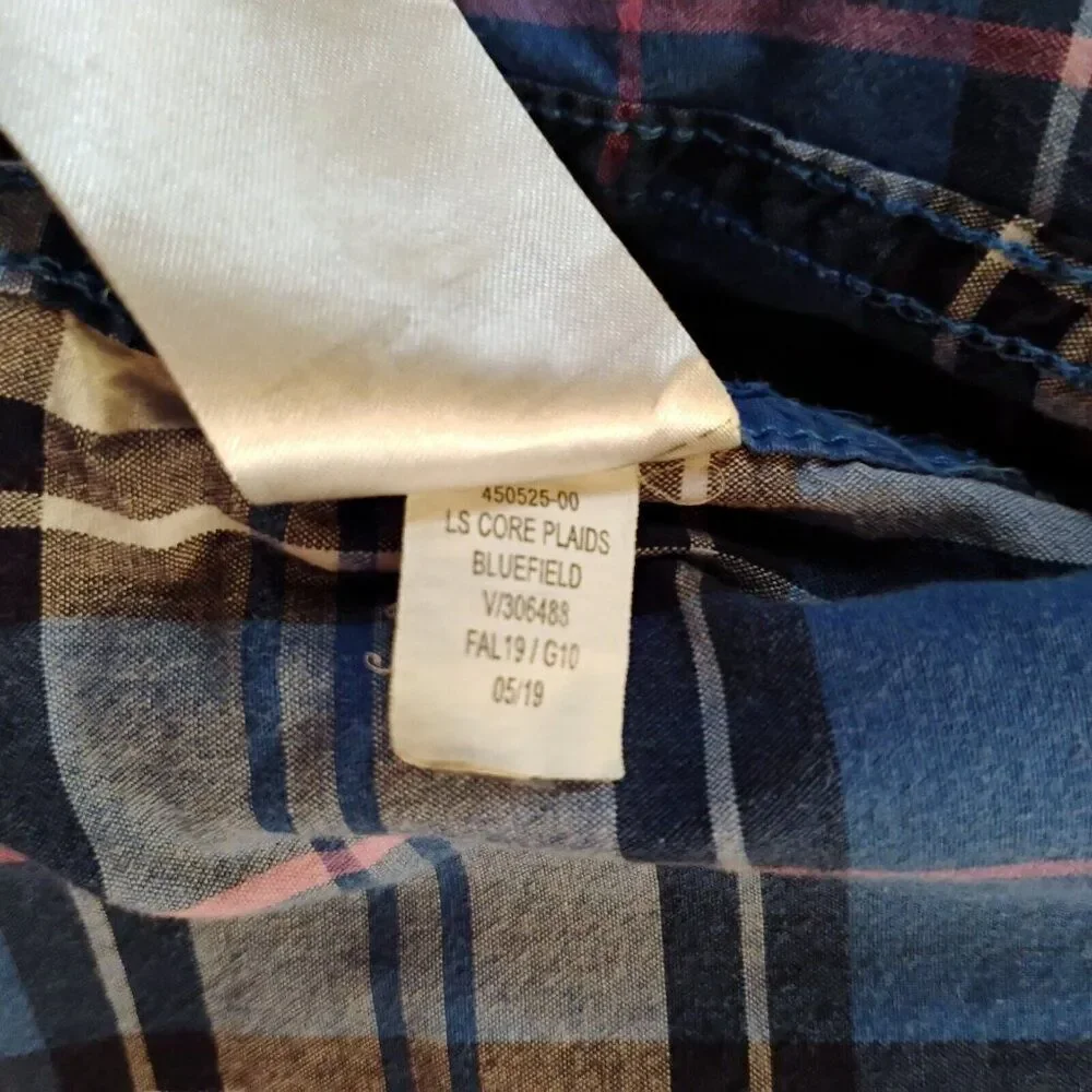Old Navy Blue White Plaid Long Sleeve Button Down Shirt Size S